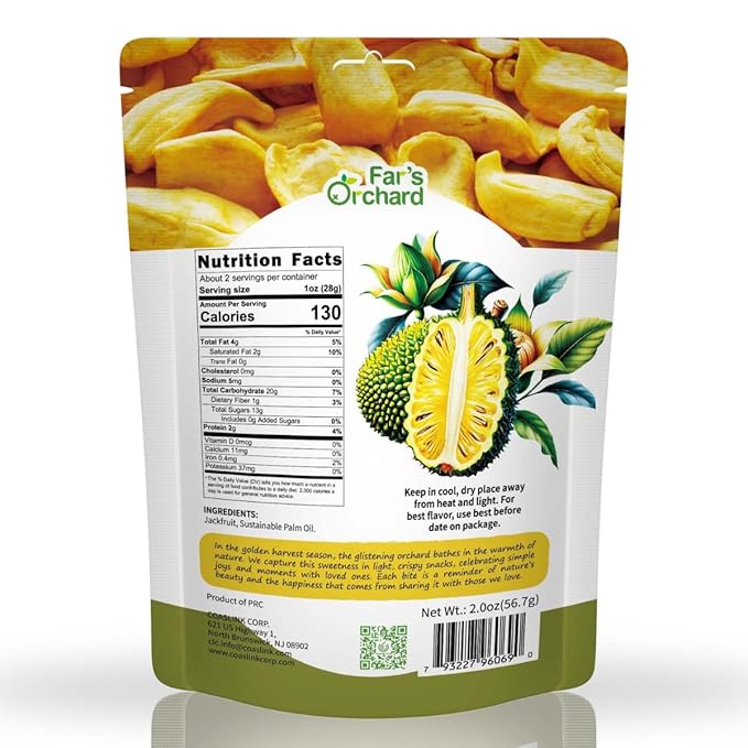 Far's Orchard Jackfruit?츮hips ??4?츿ack (2?칚z Resealable Bags), Exotic Crunchy Fruit Snack, Vegan, Non GMO, Gluten?츴ree, No Additives