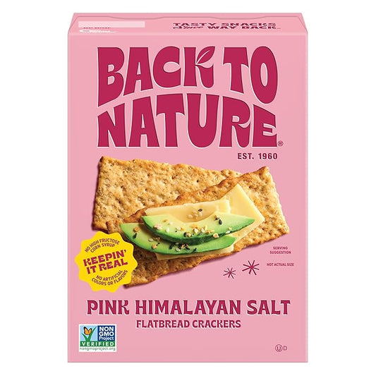 Back to Nature Pink Himalayan Sea Salt Multigrain Flatbread Crackers, Non-GMO, Vegan Friendly, Made with Wheat Flour & Whole Grains, 5oz Box