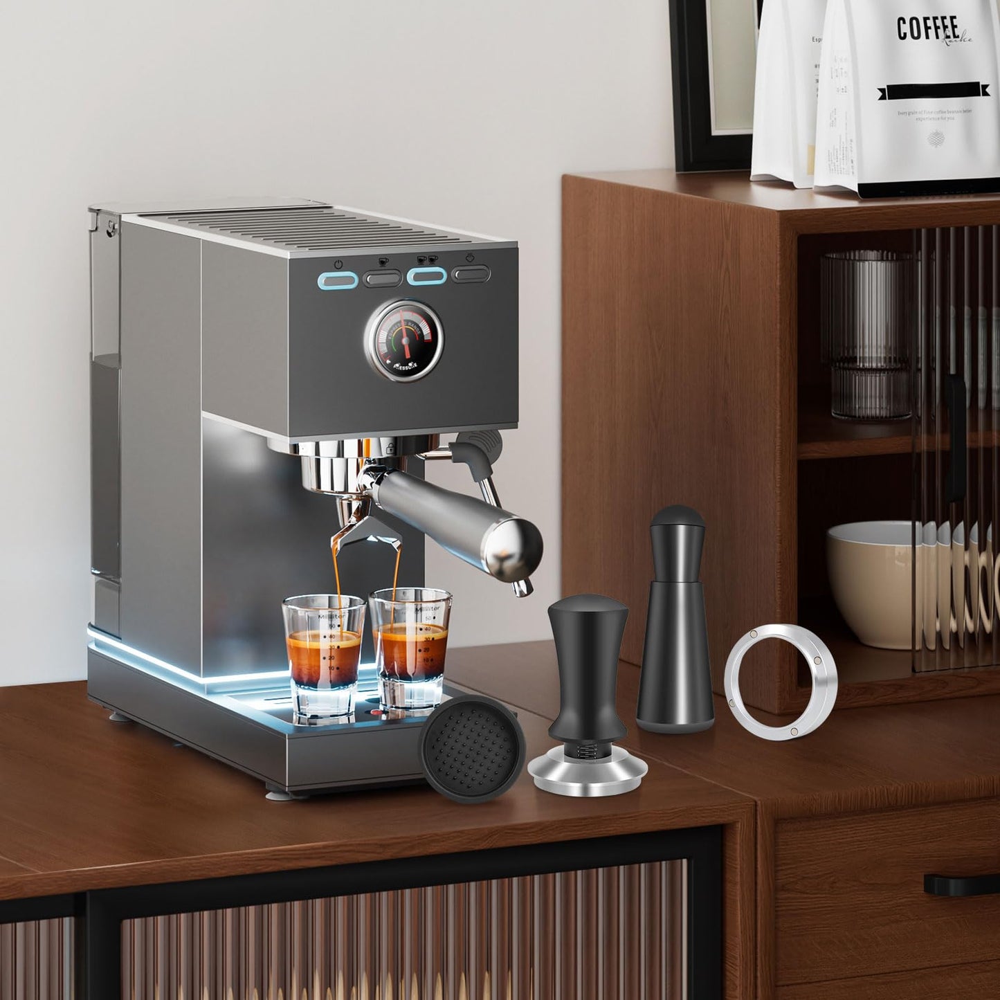 Reoszeank 51mm Espresso Accessories Kit, Tamper, WDT, Dosing Funnel