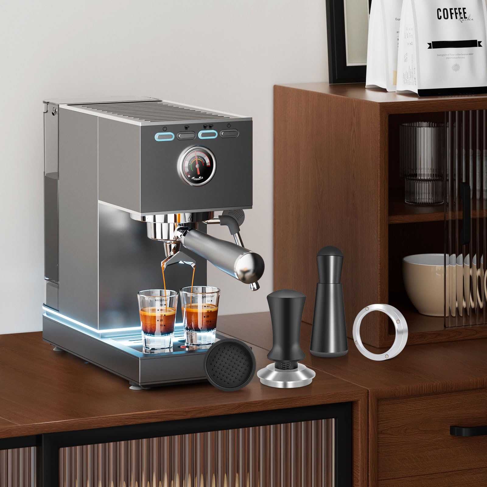 Reoszeank 51mm Espresso Accessories Kit, Tamper, WDT, Dosing Funnel