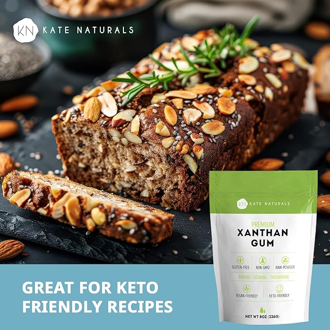 Kate Naturals Xanthan Gum for Baking, Ice Cream & Thickener (8oz, Gluten Free, Food Grade, Skin Care)