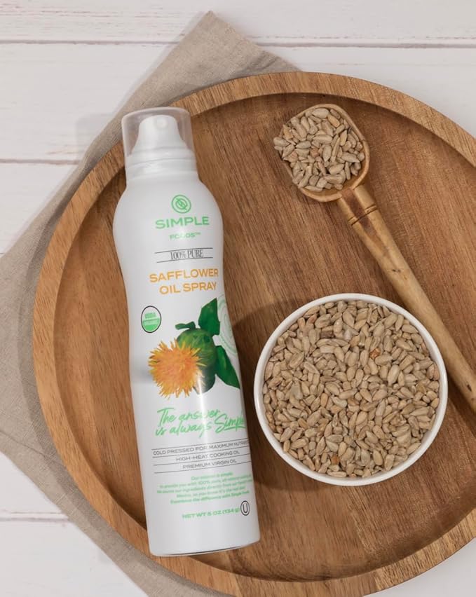 Simple Foods Organic Safflower Oil Spray - USDA Organic, High in Monounsaturated Fat, Propellant-Free ??5oz Spray Bottle
