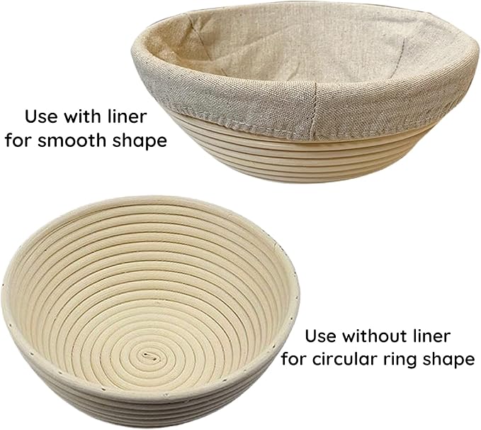 9 Inch Round Bread Banneton Proofing Basket Set of 2 ??Sourdough Proofing basket kit for Artisanal Baking ??Bread Making Tools For Professional & Home Bakers (9 inch round- 2 pack)