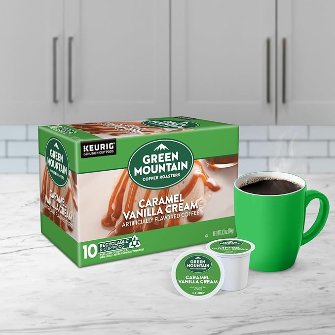 Green Mountain Coffee Roasters Caramel Vanilla Cream, Keurig Single Serve K-Cup Pods, Light Roast Coffee, 60 Count, (6 Packs of 10)
