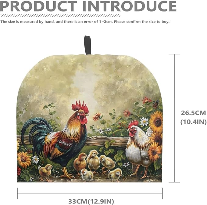 Chook Pattern Tea Cozy for Teapot Dome Teapot Cover Customized Teapot Covers Kitchen Kettle Dust Cover Cozy for Teapot with Handle Dust Cover Can Hung and Folded 竊늀range竊?"<div>