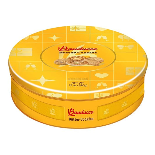 Bauducco Assorted Butter Cookies Tin, 12 oz (Pack of 1) ??Traditional Danish Shortbread Style Cookies, Perfect Holiday Gift or Sweet Snack Treat - No Artificial Colors