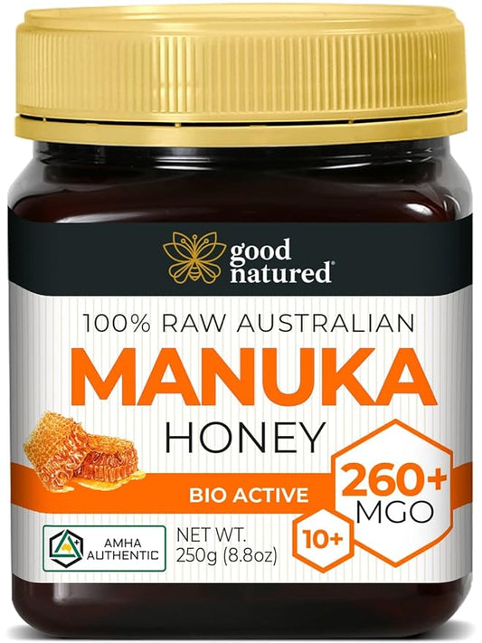Raw Manuka Honey MGO 260+ /10+ - 8.8oz (250g) Medicinal Strength - High Certified Rating - BPA Free Jar - Cold Extraction - Independently Verified