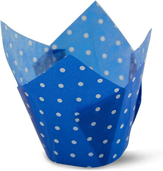 SimpleGood Polka Dot Blue Tulip Baking Cups Cupcake Liners Muffin Liners Greaseproof Paper 100