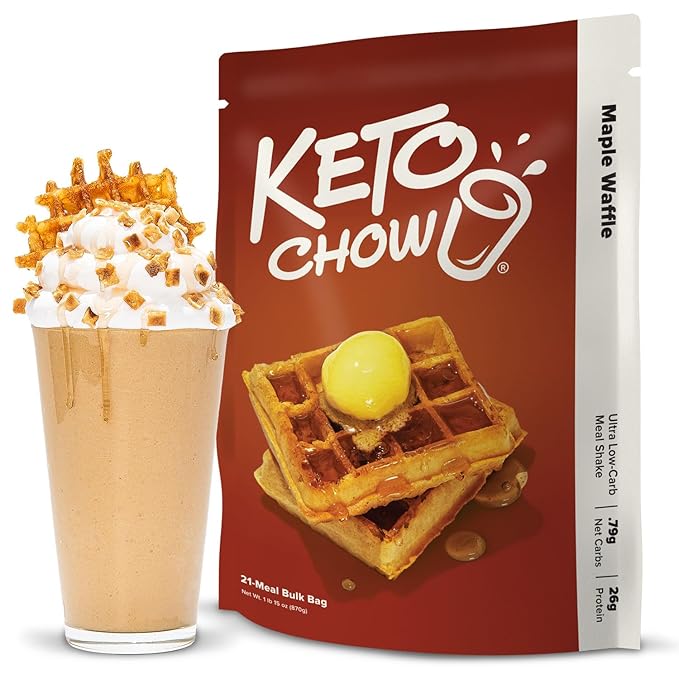 Keto Chow Maple Waffle | Keto Meal Replacement Shake Powder | Nutritionally Complete | Low Carb | Delicious Easy Meal Substitute | Protein Rich You Choose The Fat | 21 Meal Serving
