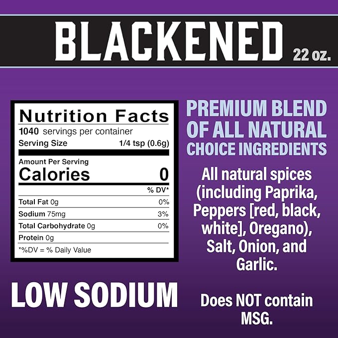 Blackened Seasoning 22 oz Food Service – Ideal for Grilling or Cooking Fish, Chicken, Pork, Steak, Vegetables, Burgers, Salmon, Soups & More - Great for Restaurant Kitchens – Adds Authentic Louisiana Flavor - By Cajun's Choice