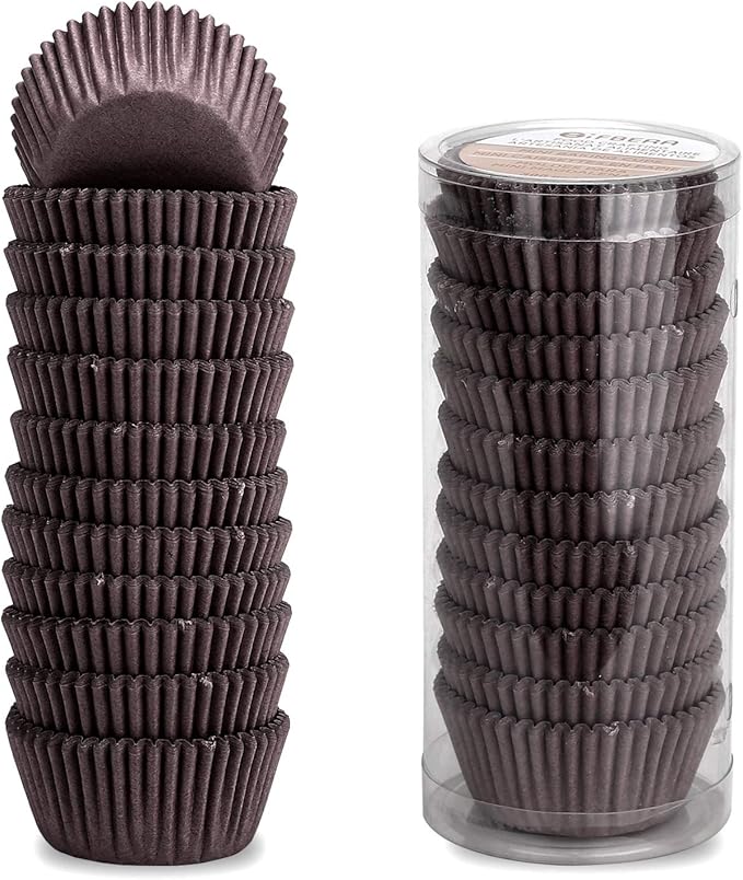 Gifbera Swedish Paper Muffin Baking Cups Brown Mini Cupcake Liners 300-Count, Coffee Color