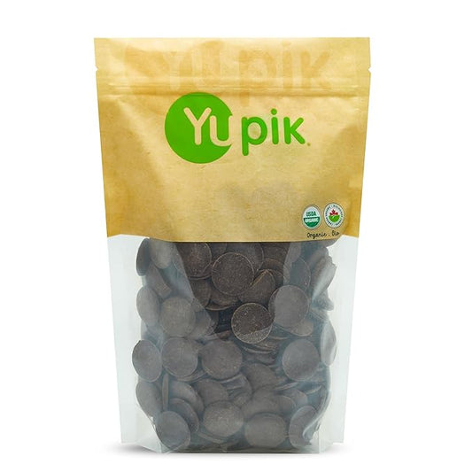 Yupik Organic Dark Chocolate Wafers, 70% Cacao, 2.2 lb (35.2 oz), Vegan, Gluten-Free, GMO-Free, Kosher, Dairy-Free, Rich Dark Chocolate, Melts Smoothly, Ideal for Snacking, Baking, Coating & Topping