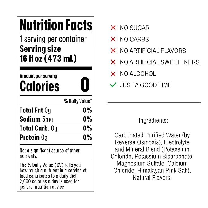 Not Beer American Sparkling Water, Lemon Lime, 99.9% Pure, Mineral & Electrolyte Blend, Carbonated Water, Soda Water, Sparkling Water Cans, Made in America, 16 Oz Tallboy Cans, 24 Pack