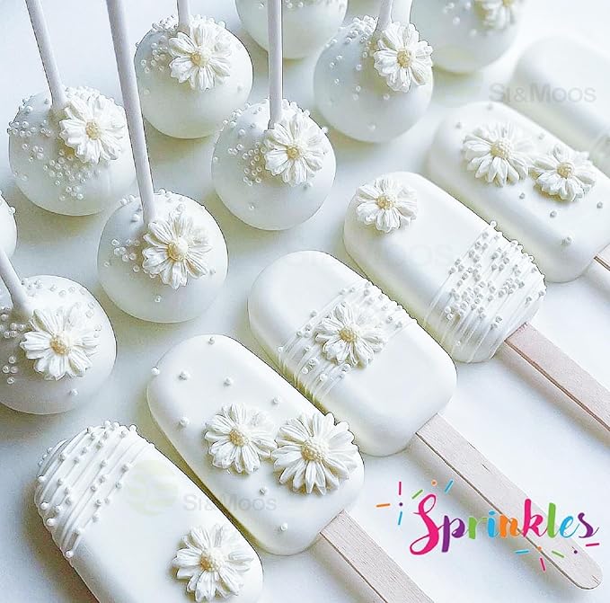 SE Si&Moos Nonpareil Sprinkles, 2mm White Mini Edible Pearls White Sprinkles for Cake Decorating Halloween Cookie Decorations Wedding Shower Party Christmas Holiday Supplies 3.5 OZ