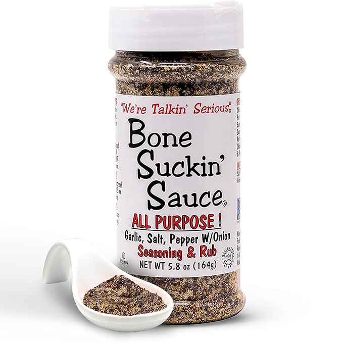Bone Suckin' All Purpose Seasoning & Rub, Zero Calorie, Sugar Free, Gluten Free, Non GMO, No MSG, Kosher, Garlic, Salt, Pepper & Onion