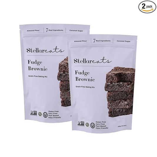 Stellar Eats Grain?멑ree Fudge Brownie Baking Mix | Gluten?멑ree, Dairy?멑ree, Plant?멊ased, Paleo?멑riendly, Naturally Sweetened with Coconut Sugar | Almond Flour-Based | 10.4 oz | 2 Pack