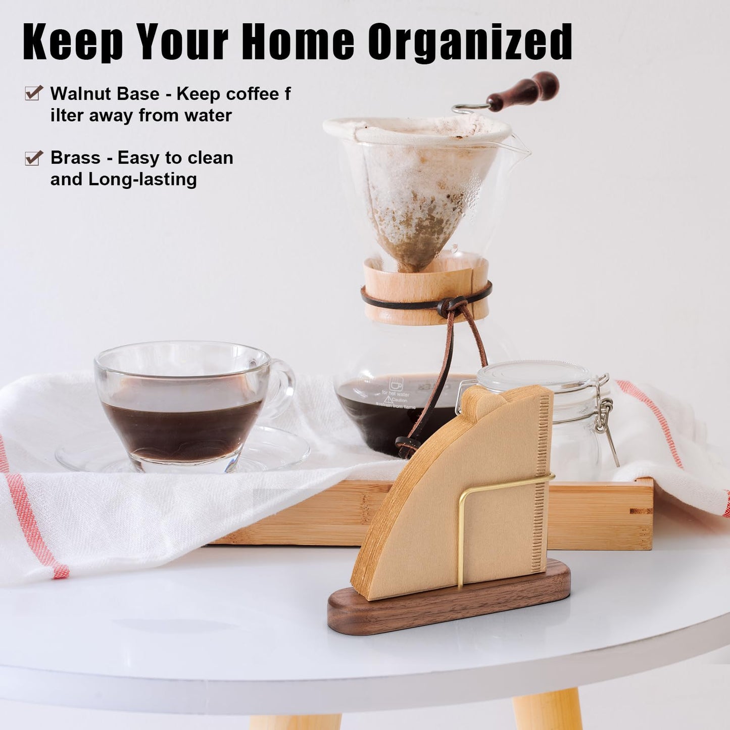 Walnut & Brass Coffee Filter Holder for #1#2 V60