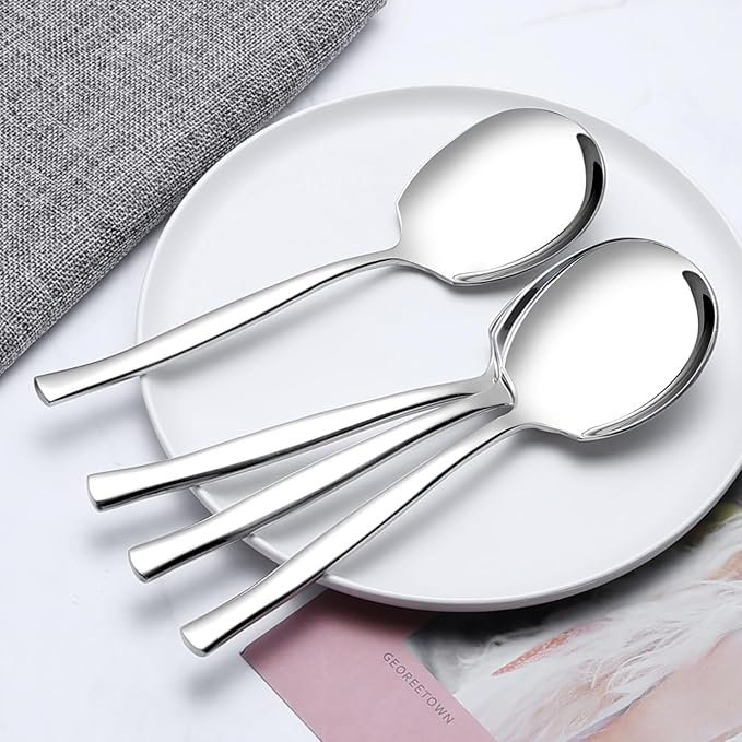 Set of 8 Stainless Steel Buffet Serving Spoons, Large