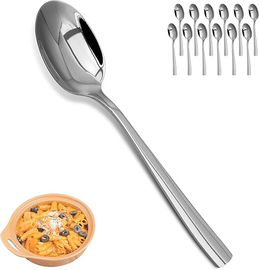 Dinner Spoons Set竊?2-Piece 7.5 Inches Stainless Steel Dinner Spoons,18/10 Stainless Steel Food Grade small spoons, Dinner Spoons For Home,Kitchen or Restaurant,Mirror Polished & Dishwasher Safe