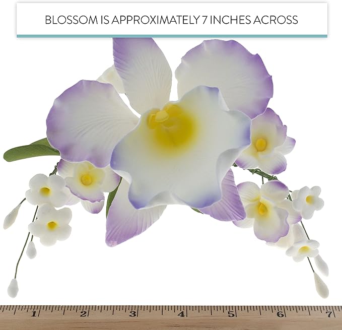 Global Sugar Art Cattleya Orchid Arched Spray Sugar Cake Flower, Violet, 1 Count by Chef Alan Tetreault