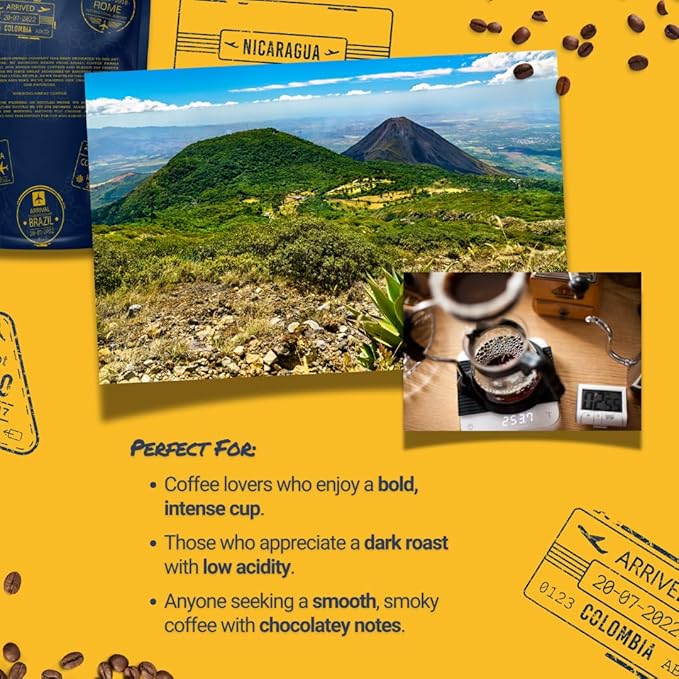 Passport Coffee French Roast ??Central & South American Blend of dark roast coffee, with flavor notes of bold rich bittersweet chocolate. Premium whole bean coffee, 12oz Bag