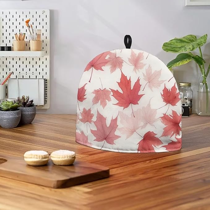 Thanksgiving Day Tea Kettle Cosy Fall Maple Leaves Teapot Covers Kitchen Kettle Dust Cover Tea Kettle Warmer Cover Teapot Dust Cover Teapot Cozy Room Decor Can Hung and Folded竊늋hite竊?"<div>