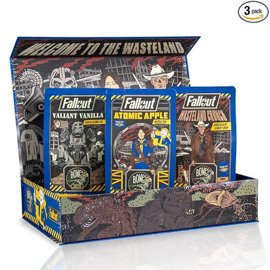 Bones Coffee Company Fallout Collector's Box Flavored Coffee, Low Acid Medium Roast Arabica Beans Coffee Gifts, Fallout Series Inspired, For Auto Drip and French Press,12 oz Pack of 3 Whole Bean