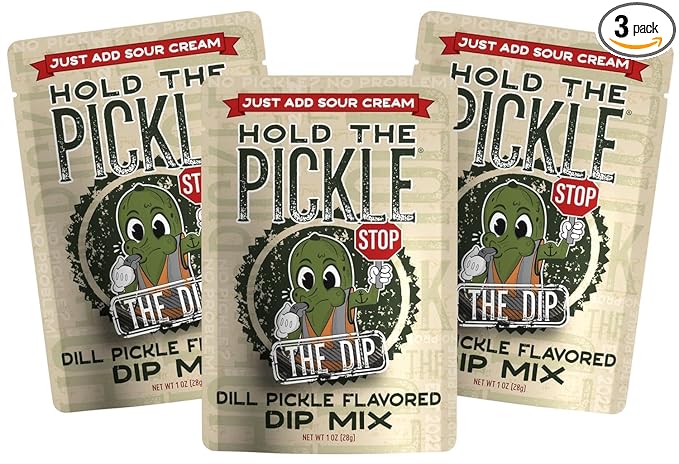 Hold The Pickle Dill Pickle Seasoning Dip Mix ??Vegan Dill Pickle Seasoning for Cooking, Popcorn, Chips & More ??All Natural, Non-GMO, Gluten Free, Kosher - 3 Pack