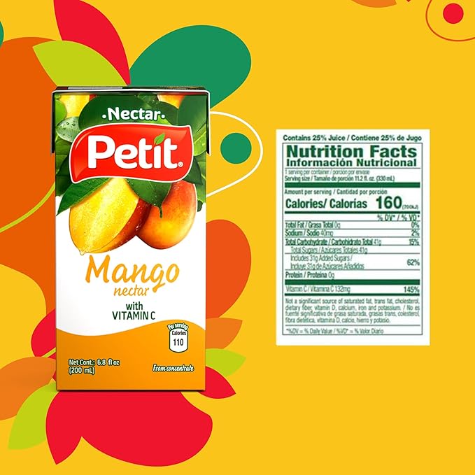 Petit Mango Nectar, 200 ml (Pack of 24) ??Refreshing Tropical Fruit Beverage