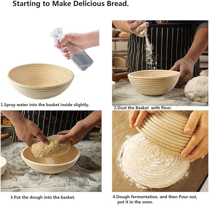 5 inches Round Banneton Basket for Bread Proofing, Dough Proofing Bowls with Removable Liner, Good for Home Sourdough Bakers Baking, 6 Pack
