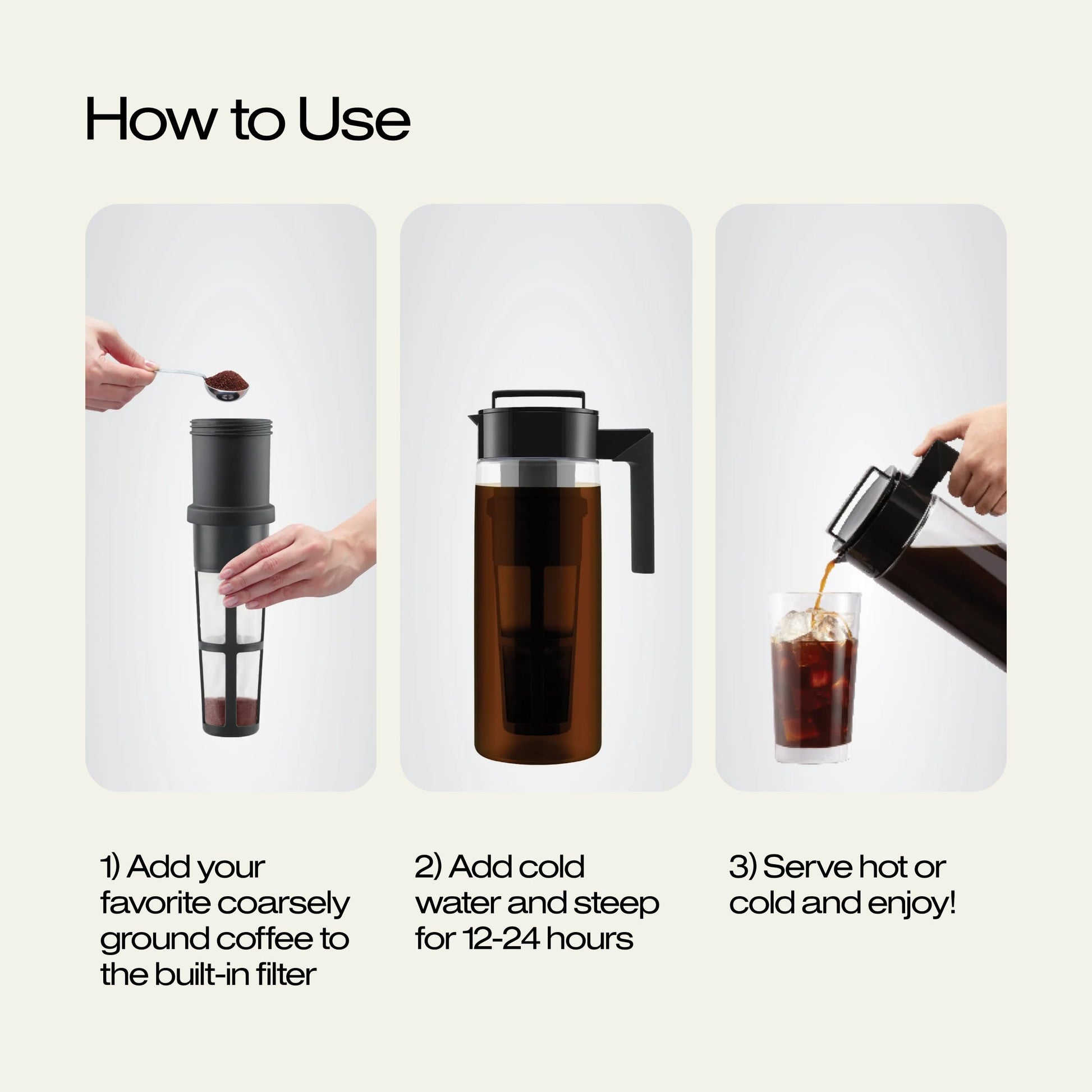 Takeya Deluxe Cold Brew Coffee Maker - BPA-Free Tritan Pitcher with Airtight Leakproof Lid