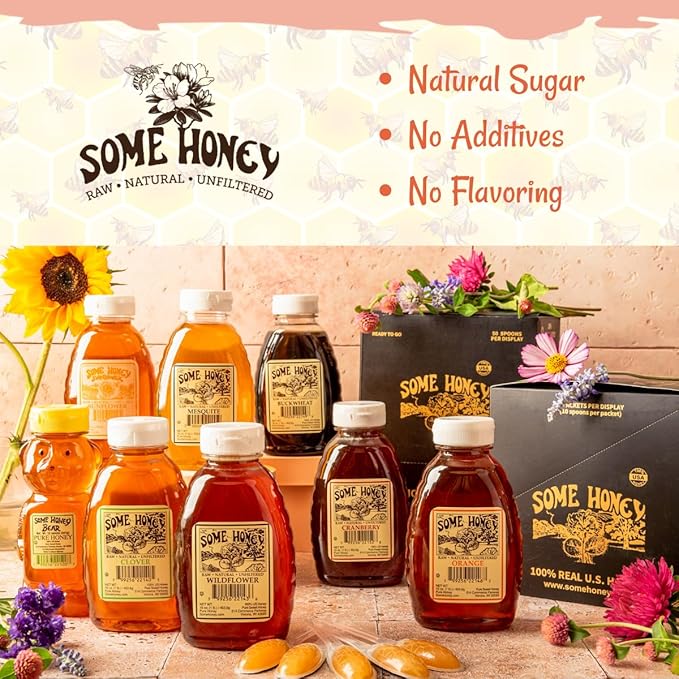 Some Honey Raw & Unfiltered Wildflower Honey – 100% Pure U.S. Honey – USDA Grade A – All-Natural – 16 oz