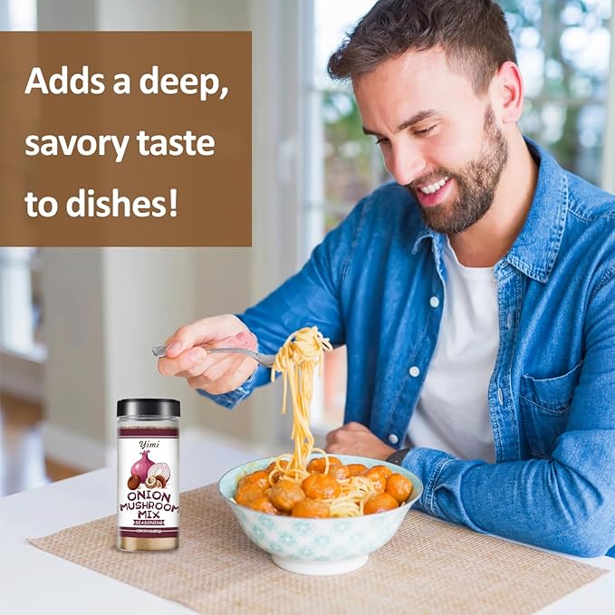 Yimi Onion and Mushroom Seasoning Mix, Umami Flavor, Finely Ground Powder for Soups, Stews, and Sauces and More, 8 oz