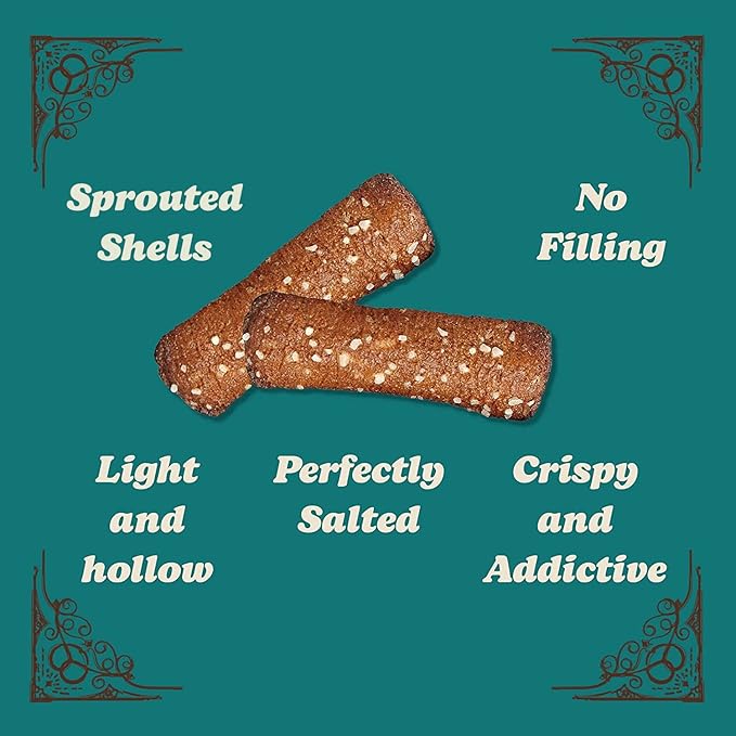 Unique Snacks Sprouted Pretzel Shells, Delicious Homestyle-Baked Snack Bag, Vegan, OU Kosher Pretzels, Non-GMO Office Snacks, 8 Oz. Bag, Pack of 6