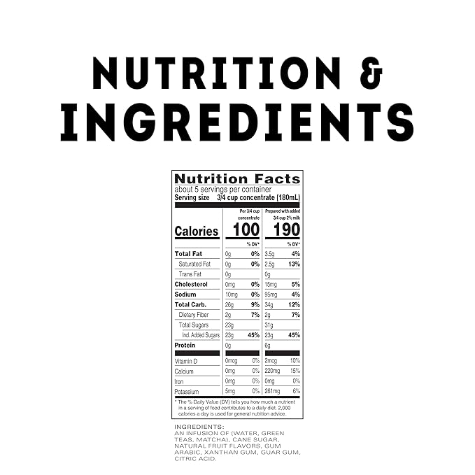 TAZO Green Tea Matcha Latte Concentrate, Sweetened with Notes of Honeydew Melon & Tropical Fruit, for Hot or Iced Lattes, Mocktails, Easy-to-Serve, 32 oz Carton (Pack of 2)