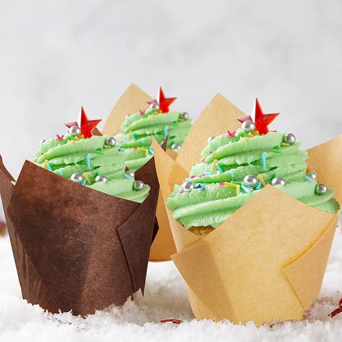 800 Pcs Tulip Cupcake Liners Baking Cups Muffin Baking Cupcake Liners Wrappers Greaseproof Tulip Cups Holders for Party Wedding Birthday Baby Showers(Solid,Classic Style)