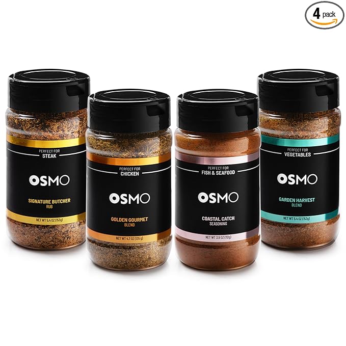 Osmo Seasoning Bundle 4pk - Premium Gourmet Seasoning Collection Perfect for Chicken, Steak, Fish or Vegetables, Chef-Selected Variety Pack for Cooking, Finishing & Grilling (4 Pack)