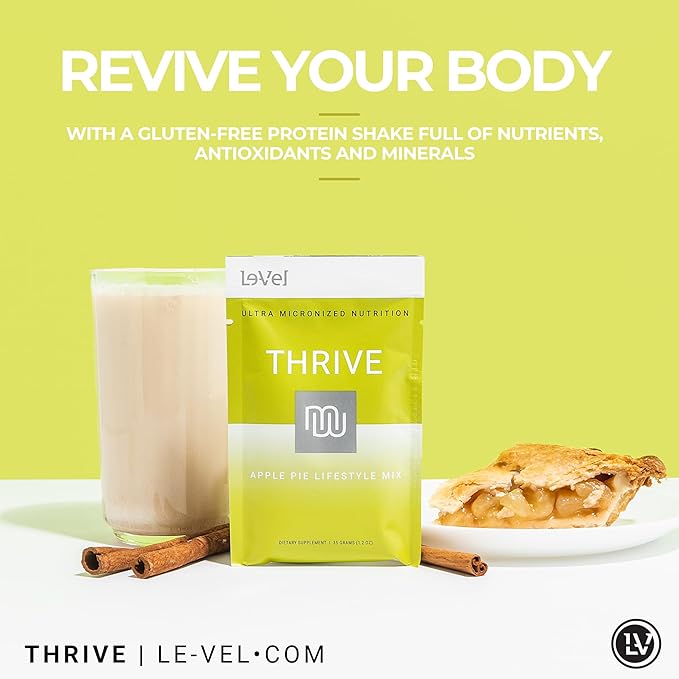 Thrive Protein Shake | 16 Packets (35g Each) | Gluten-Free, Pea Protein Blend, Probiotics, Fiber & Digestive Enzymes | Supports Lean Muscle (16 Packets (Single Servings), Apple Pie)