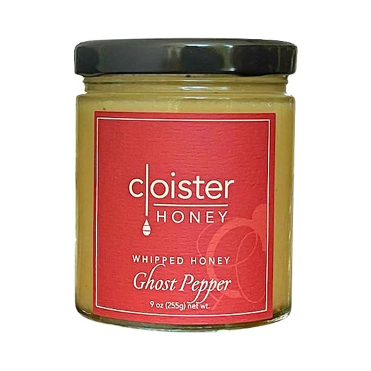 Cloister Honey Whipped Honey - Ghost Pepper (9 oz) | Hand Crafted | Raw Artisan Honey | 100% Pure, Raw & Unfiltered | All Natural | Made in USA |