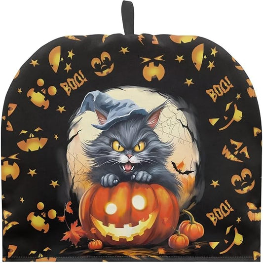 Boo Tea Cosy for Teapot Washable Tea Pot Cozy for Keeping Warm Black Cat Kettle Cover for Halloween Day Party Gifts,Dust Proof Breakfast Tea Pot Cover