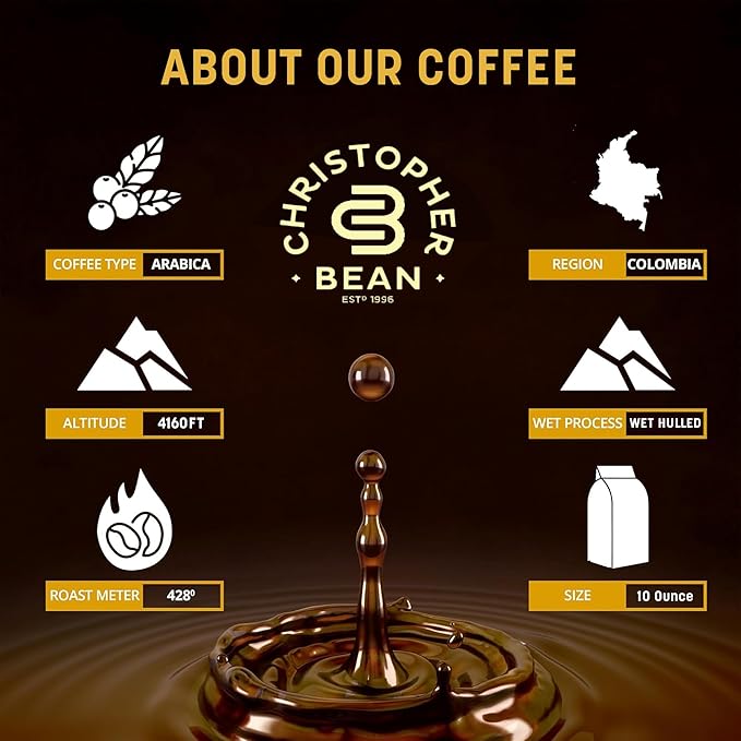 Christopher Bean Coffee - Certified Kosher - Regular Ground Universal Drip Highlander Grogg Flavored Coffee with Medium Roast | Highlander Grogg Coffee No Sugar with 100% Arabica, No Fats, Non-GMO | 10-Ounce