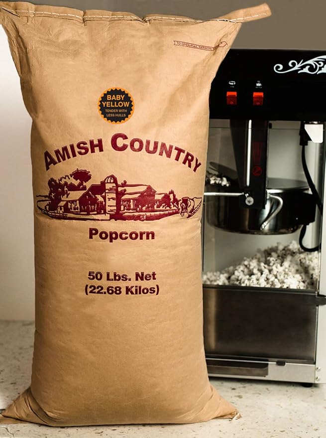 Amish Country Popcorn | 50 LB Baby Yellow Popcorn | Old Fashioned, Non-GMO and Gluten Free (50lb Bag)