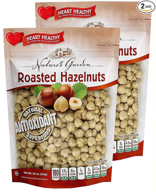 Nature?셲 Garden Roasted Hazelnuts-Whole Roasted Hazelnuts, Bulk, Raw Hazelnuts, High Fiber, Kosher Certified, Cholesterol Free, Hazelnuts For Baking, Hazelnuts For Snacking ??Bulk 737g Bag (Pack of 2)