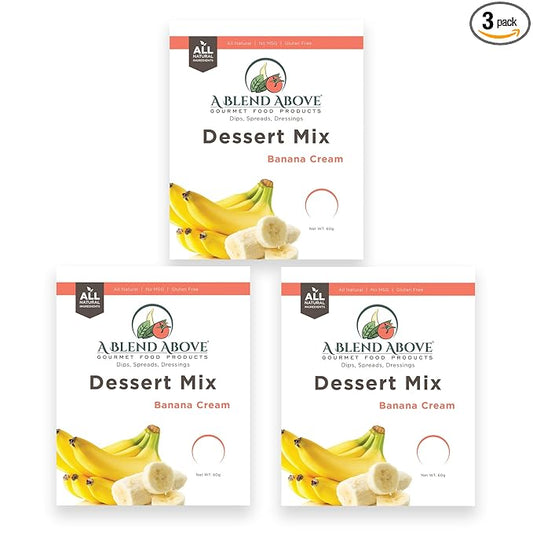 A Blend Above Banana Cream No-Bake Dessert Mix, 3 Pack, No-Bake Cheesecake, Fruit Dip, Dessert Mix, Bagel Topping, Frosting, Cheesecake Filling, Quick and Easy to Make, Makes 16 Ounces, Cream Cheese,