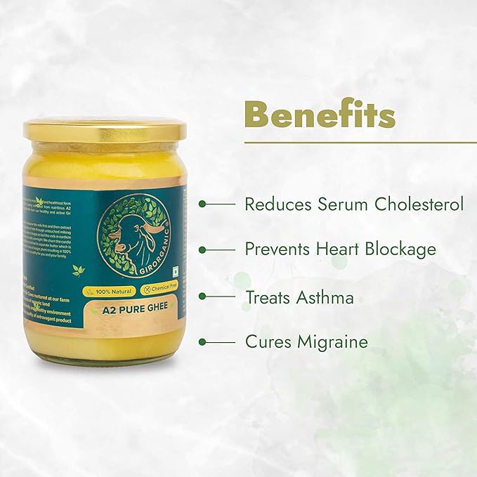 GirOrganic Grass Fed A2 Ghee | Clarified Butter (16 Oz) - Unsalted Gir Cow Ghee Butter - Organic Ghee Oil - Pasture Raised, Lactose-Free 16 Oz
