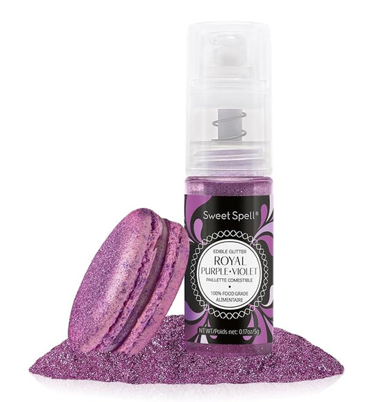 Sweet Spell Edible Cake Glitter Spray ??Shimmering Magic for Cakes Decorating & Cocktails ??100% Edible, Food-Grade, Vegan, Gluten-Free (Purple)