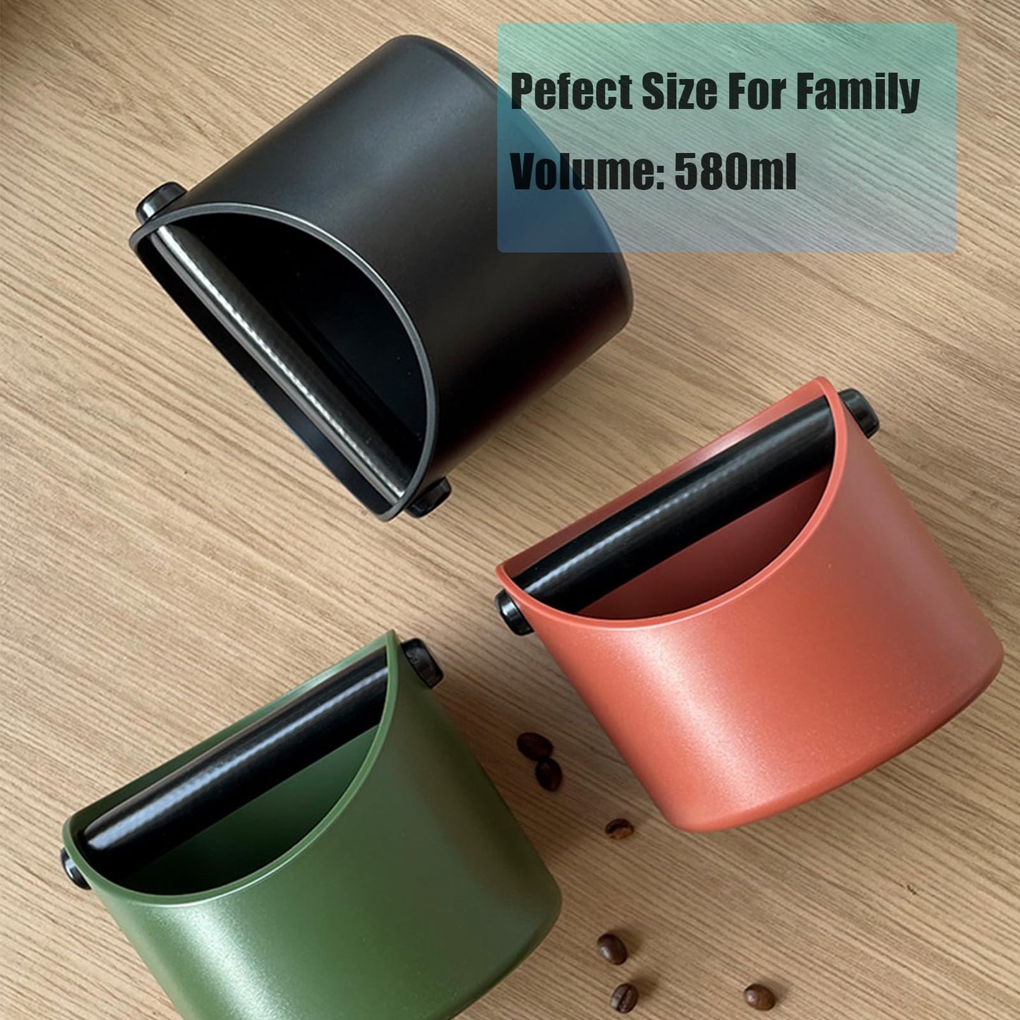Coffee Knock Box, 4.6 in, Barista Style Espresso Grounds Knock Box, Removable Plastic Knock Rod