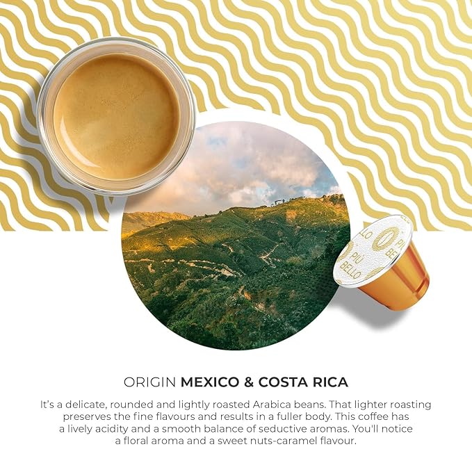Piu Bello Espresso Coffee Pods for Nespresso Original Machines ??Light Roast Variety Pack ??3 Flavors: Chocolate, Nuts, Sweet Caramel ??Rich & Balanced Taste ??Kosher Certified (3-Flavor Multipack, 120 Count)