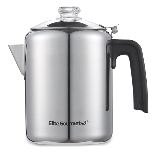 Elite Gourmet EC008 8-Cup Stovetop Coffee Percolator, Stainless Steel