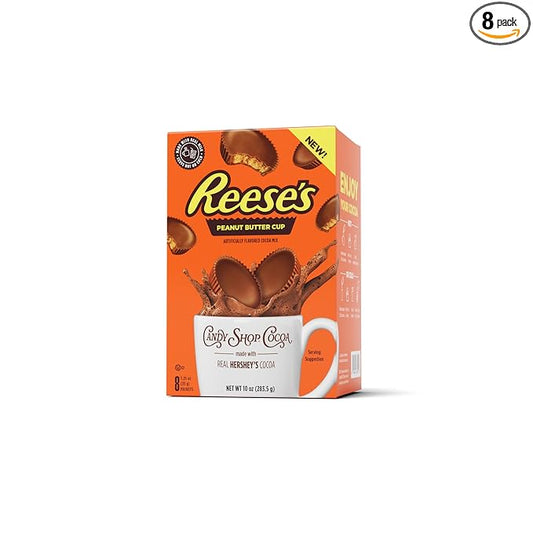 Candy Shop Cocoa REESE'S Peanut Butter Cup Cocoa Mix Hot Chocolate Make Hot or Iced Cocoa Made With Real Milk Gluten Free 1.25 oz packet (8 count)